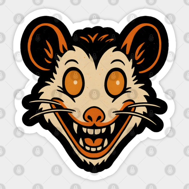 Retro Possum Face Vintage Halloween Artwork Sticker by MakerMind8.2